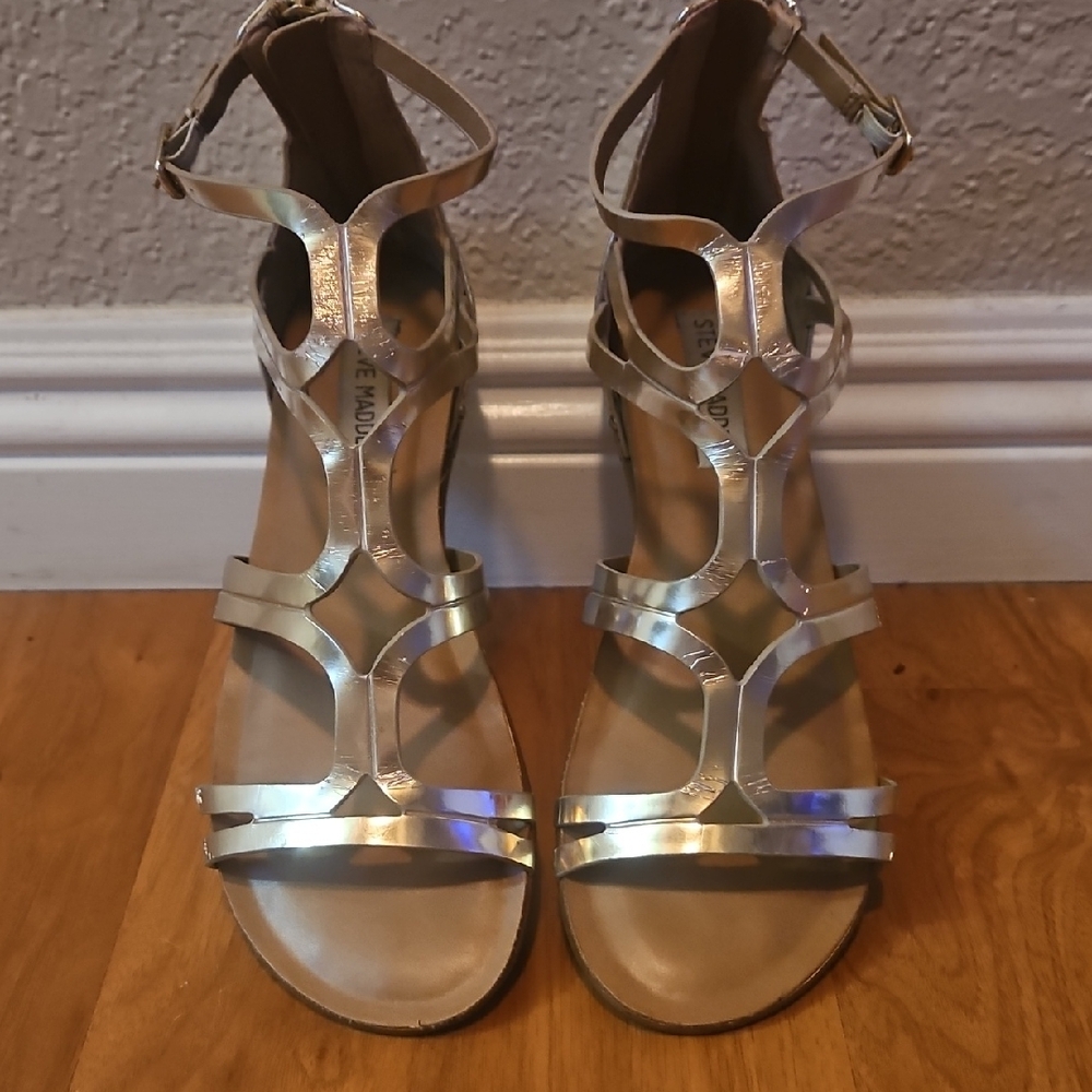 Women's Silver Strappy Sandals